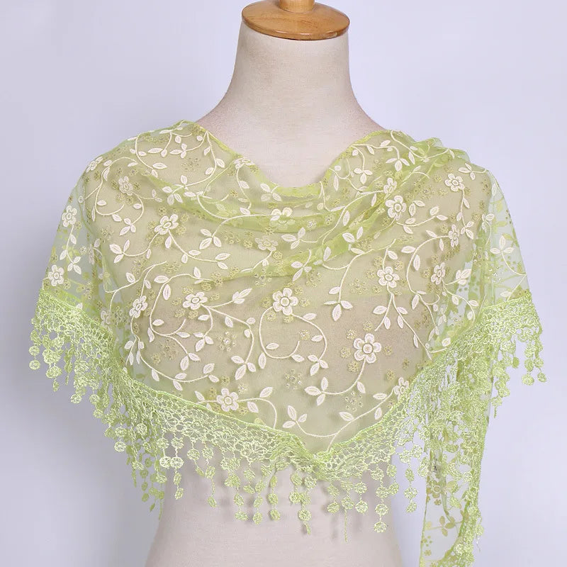 fashion flower polyester lace chiffon scarves