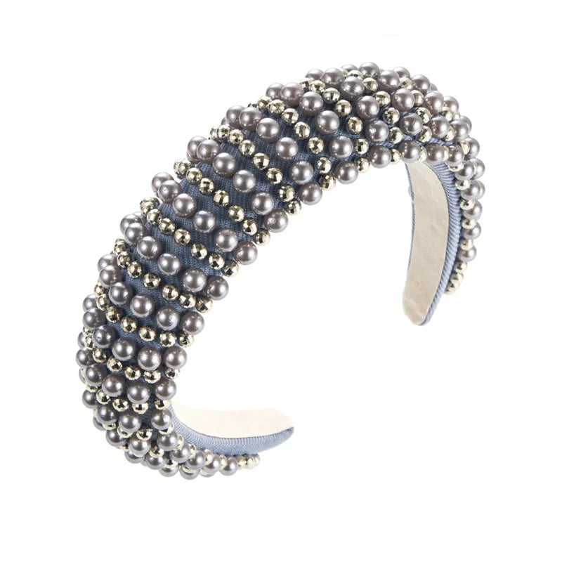 fashion thick sponge pearl headband female online influencer retro headband high skull top hair accessories