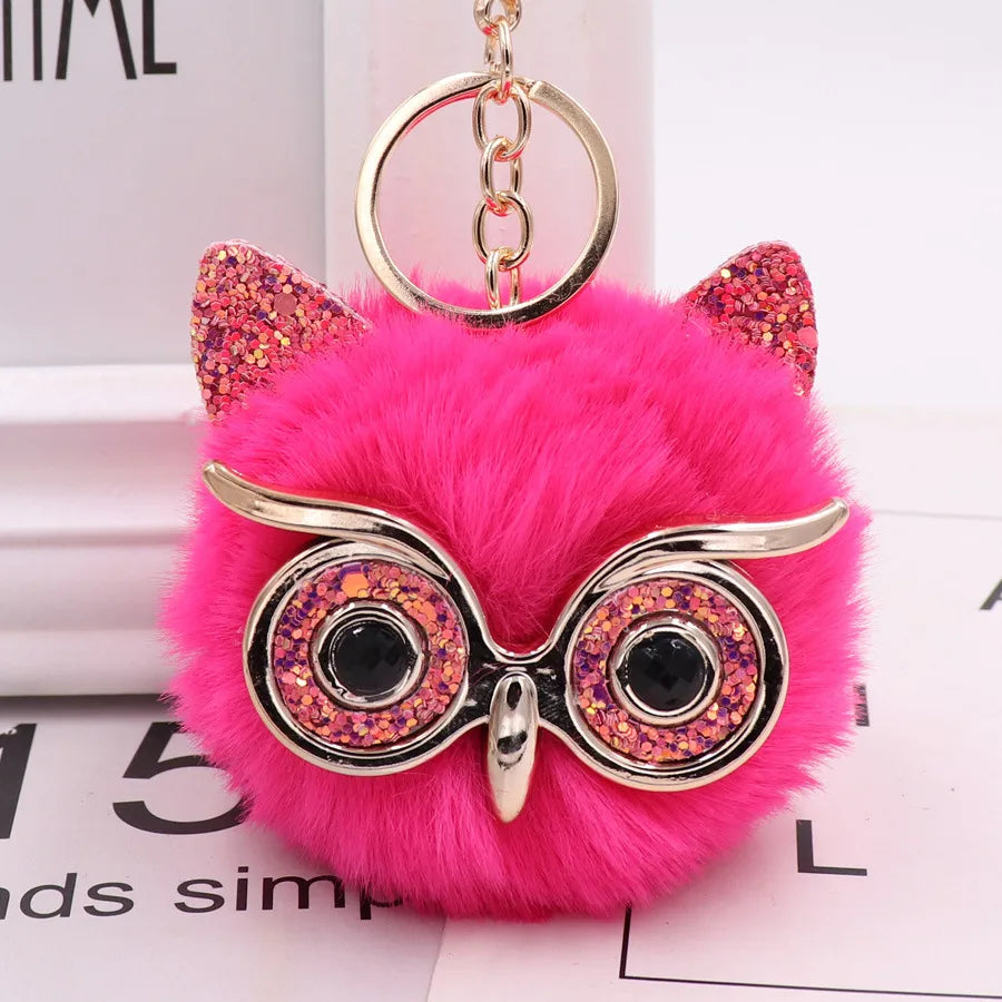 cute owl alloy plush unisex bag pendant keychain 1 piece