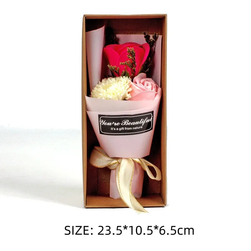 3 roses carnation soap bouquet 520 mother's day gift