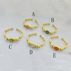 Wholesale Jewelry Casual Simple Style Commute Solid Color 304 Stainless Steel Artificial Gemstones 18K Gold Plated Plating Inlay Open Rings