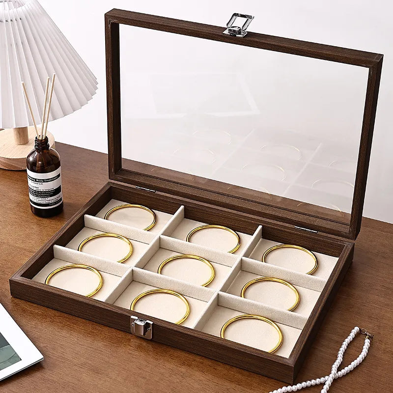 Walnut Color Luxury Covered Jewelry Box Ring Bracelet Earring Necklace Storage Box Dustproof Moistureproof Special Purpose