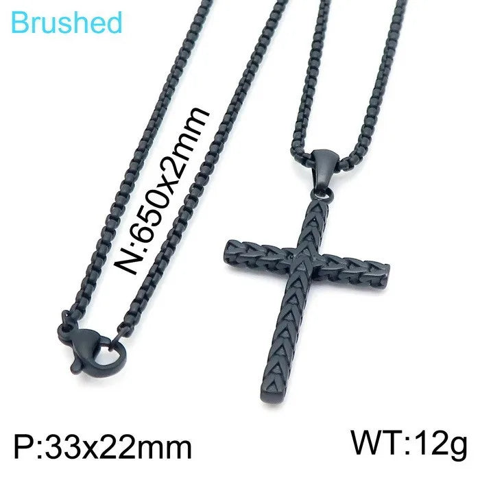 Wholesale Jewelry Hip-Hop Vintage Style Cross Titanium Steel Plating Pendant Necklace None