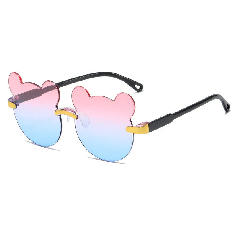 Cartoon Style Cute Sweet Bear PC UV400 Protection Special-Shaped Mirror Frameless Kids Sunglasses
