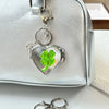 New Ins Lucky Four Leaf Clover Heart Shaped Mirror Keychain Y2K Niche Bag Charm High End Accessory Makeup Metal Pendant
