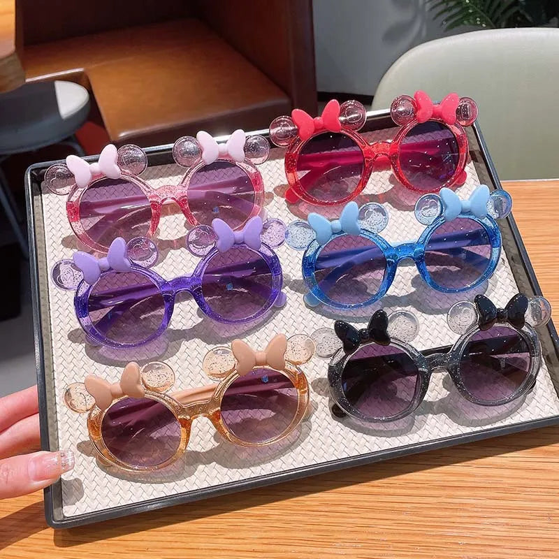 Cute Bow Knot Pc Round Frame Full Frame Kids Sunglasses