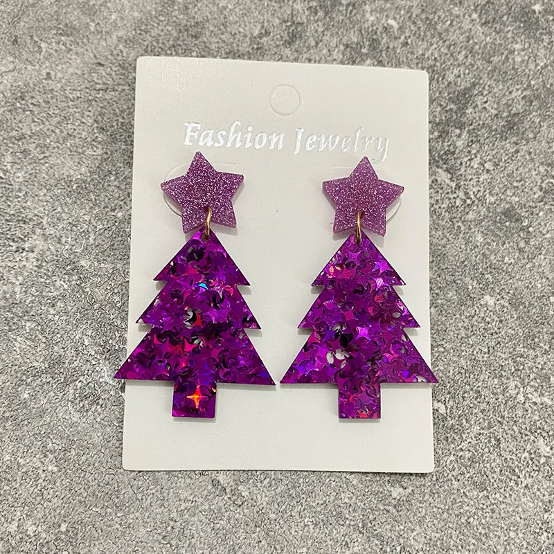 1 Pair Elegant Christmas Tree Star Arylic Drop Earrings