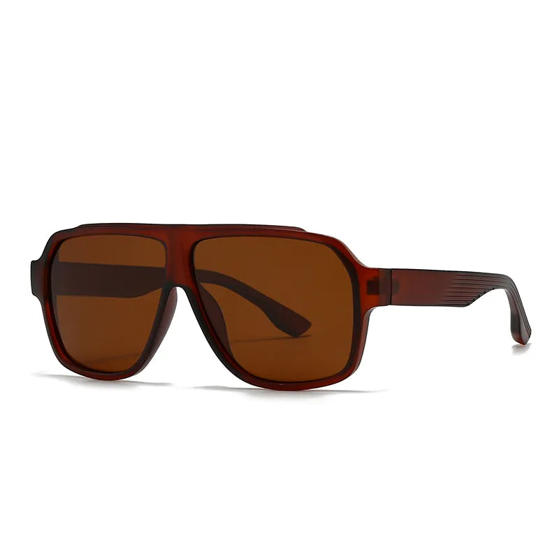 Modern Style Solid Color PC Polarized Light Tinted Lenses Square Full Frame Men's Sunglasses