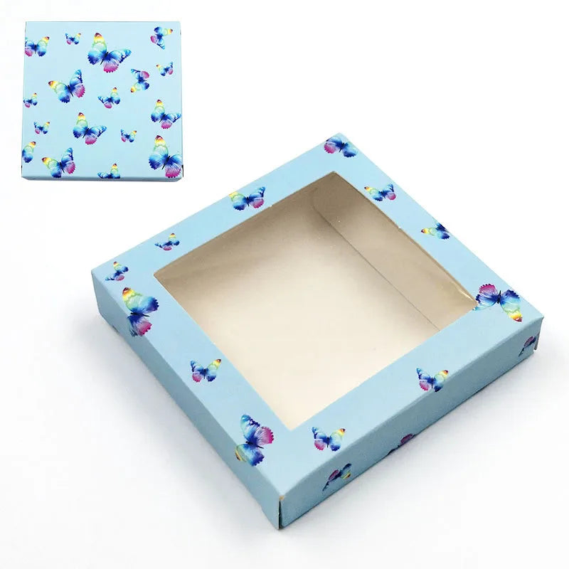 new square butterfly window false eyelash card paper box
