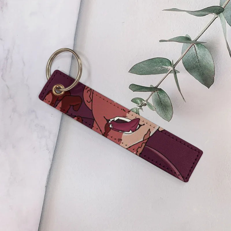 cartoon style cartoon pu leather printing bag pendant keychain