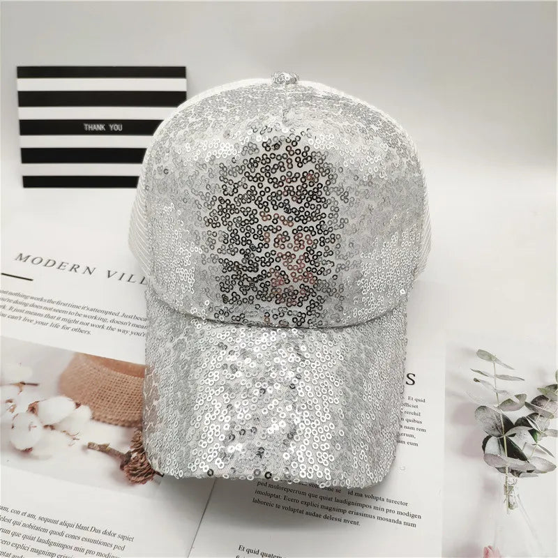 Hat Women's Spring and Autumn Korean Style Trendy  Student Street Sequin Cap Casual Fashion Summer Sunscreen Baseball Cap
