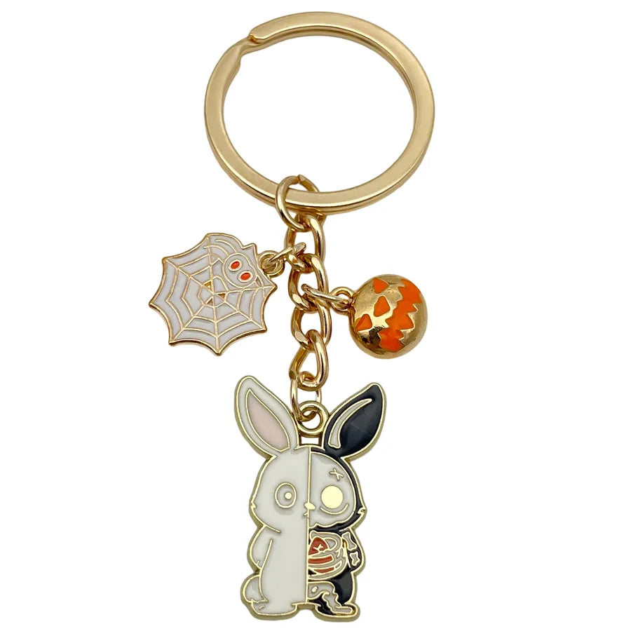 Halloween Ghost Cartoon Couple Car Keychain Pendant Ring Creative Personalized Alloy Bag Decorations Small Hanging Ornaments