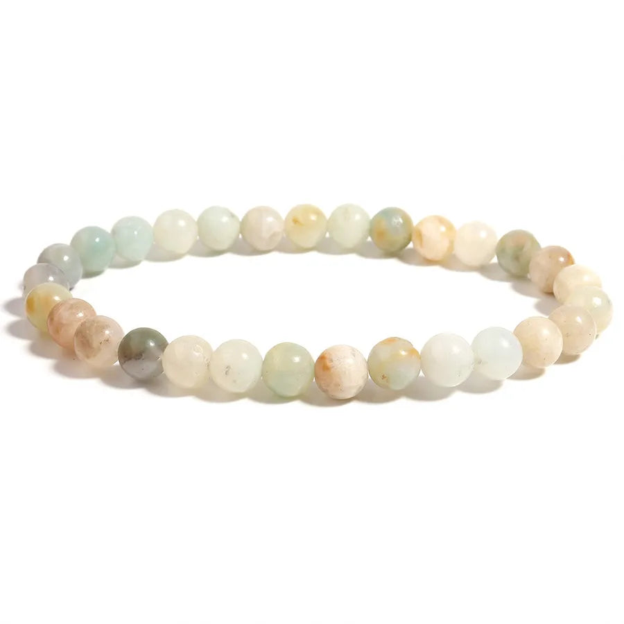 Amazon's New Natural Stone Bracelet 8mm Glossy Amazonite Beaded Elastic Bracelet Jewelry Factory Wholesale