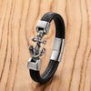 Vintage Style Punk Geometric 316 Stainless Steel  Leather rope Men's Bracelets