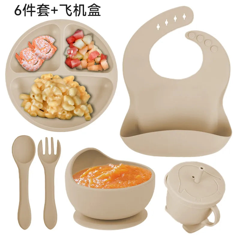 casual solid color silica gel tableware 1 set