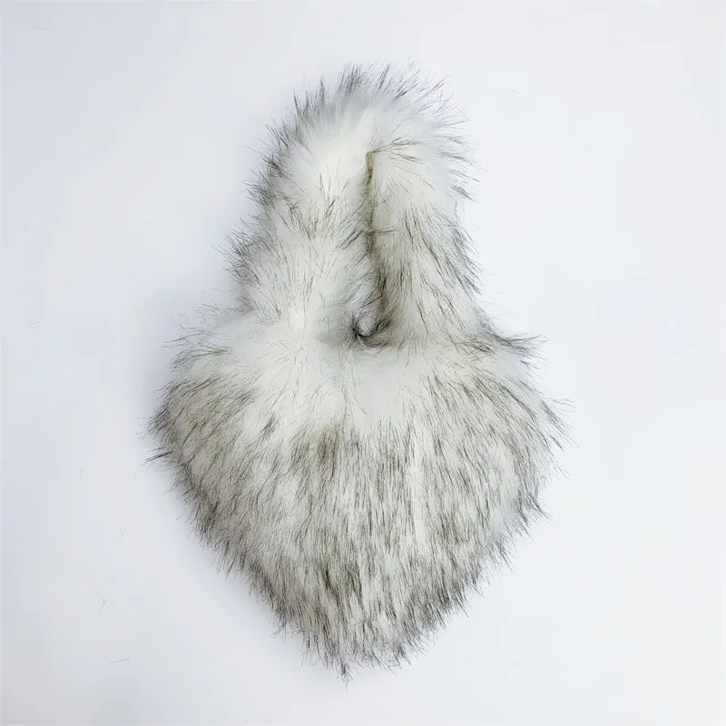 women's autumn&winter artificial wool solid color streetwear heart-shaped magnetic buckle handbag