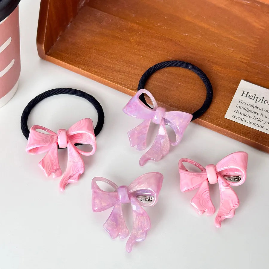 Sweet Versatile 3D Butterfly Knot Hair Clip High Ponytail Side Duckbill Clip Acetate Hair Accessories For Women Simple Style