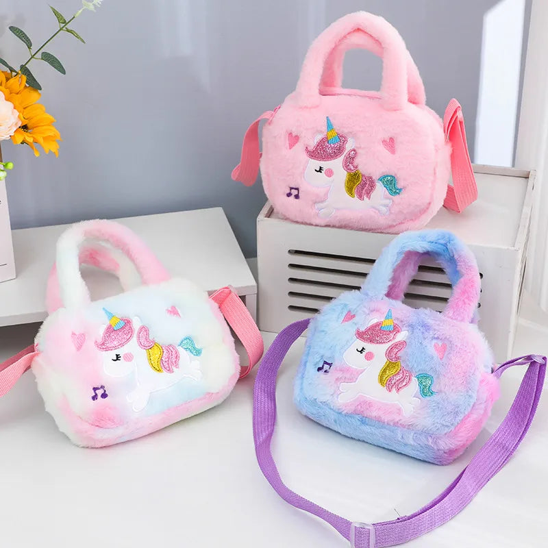 New Shoulder Bag Kindergarten Girls Crossbody Small Square Bag Cute Handbag Children's Cartoon  Plush Square