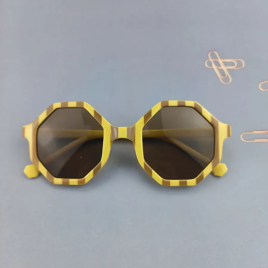 Cute Novelty Modern Style Geometric Ac Tinted Lenses Polygon Full Frame Kids Sunglasses
