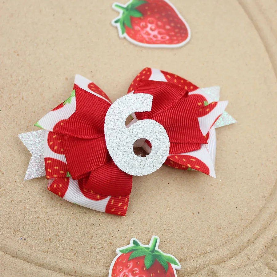 Explosions Birthday Hair Band Digital Glitt Hairpin Hair Band Baby Strawberry Birthday Hair Accessories