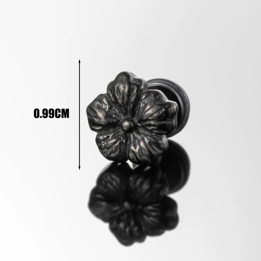 1 Piece Hip-Hop Cross Round Flower 316 Stainless Steel  Ear Studs