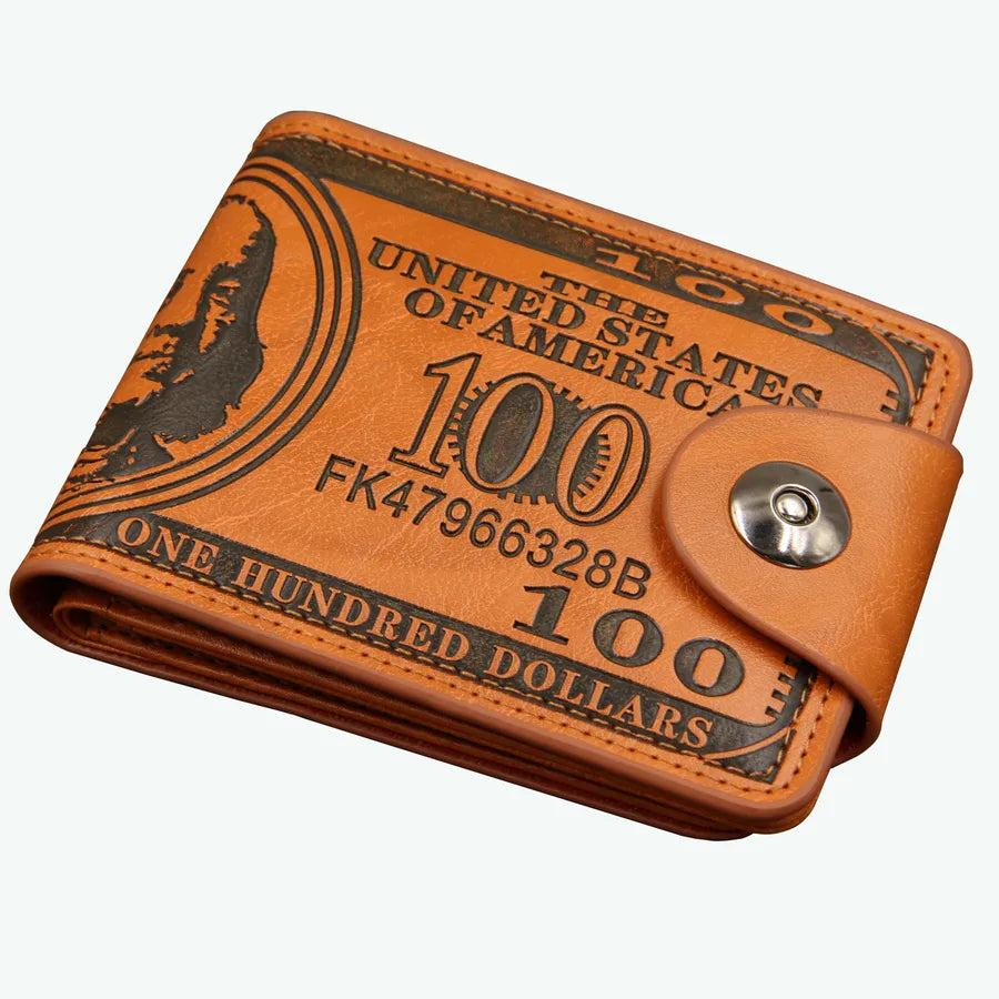 men's letter pu leather magnetic buckle wallets