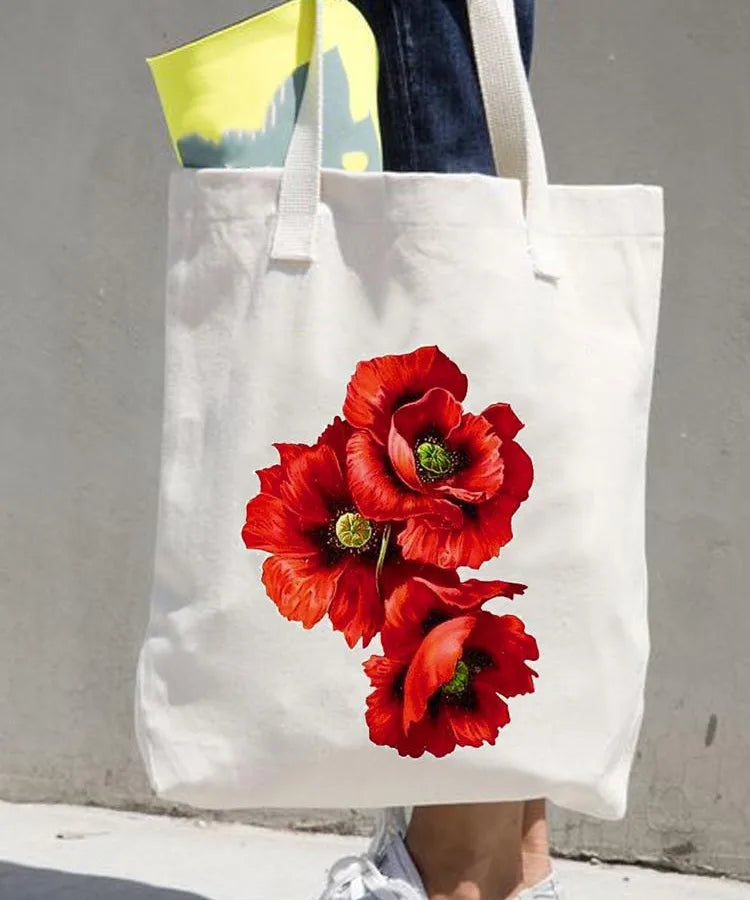 Women's printed shopping bag casual shopping handbag women's shoulder bag large capacity new artistic fresh Women's bag