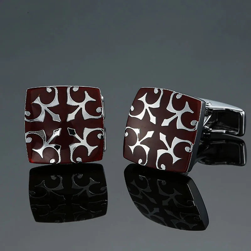 business geometric copper plating men's cufflinks