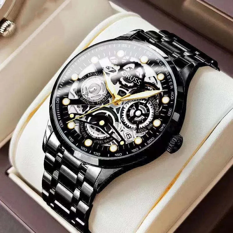 business geometric single folding buckle quartz men's watches