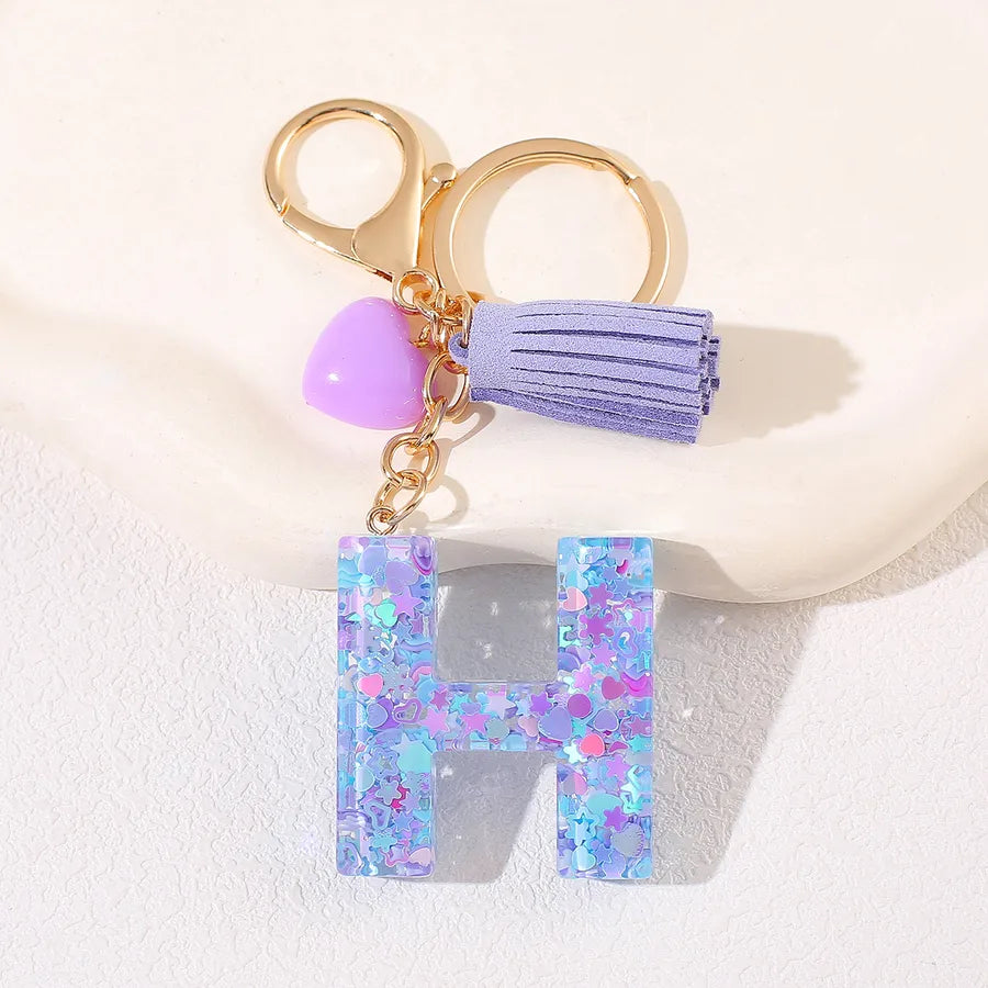New Women's Purple Love Tassel 26 Letter Keychain Cute Car Key Chain Couple Backpack Jewelry