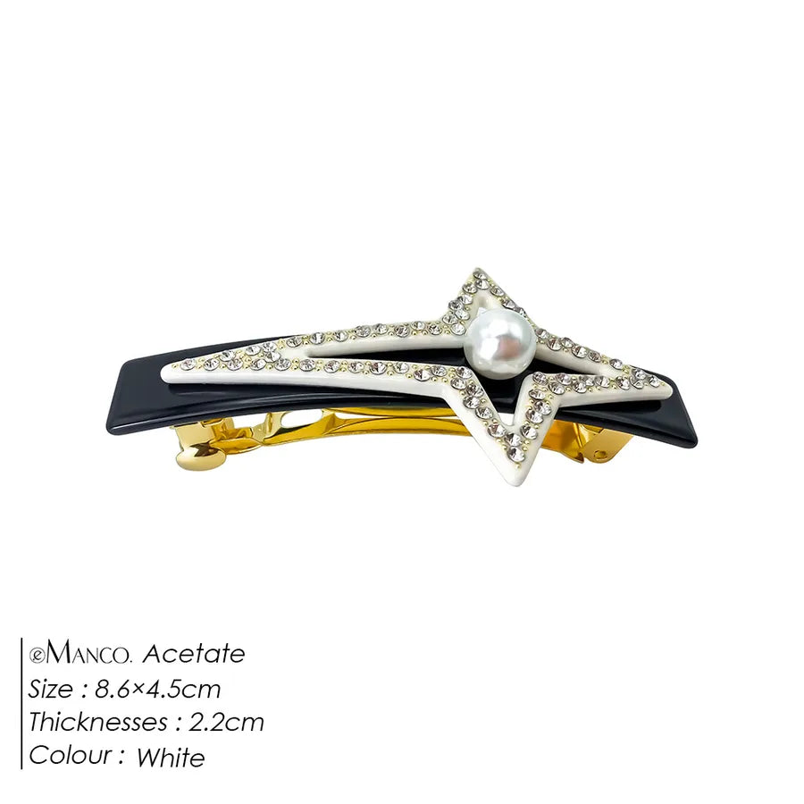 Elegant Pearl Hair Clip With Crystals Creative Star Fragments For Women Simple Fashionable Acetate Fiber Hair Accessories