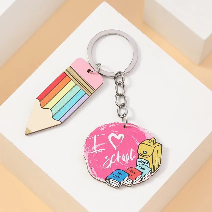 Simple Style Letter pencil Wood Teachers' Day Unisex Keychain