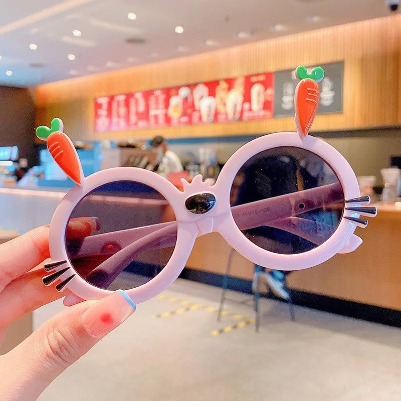 Cute Novelty Carrot Acrylic Round Frame Full Frame Kids Sunglasses