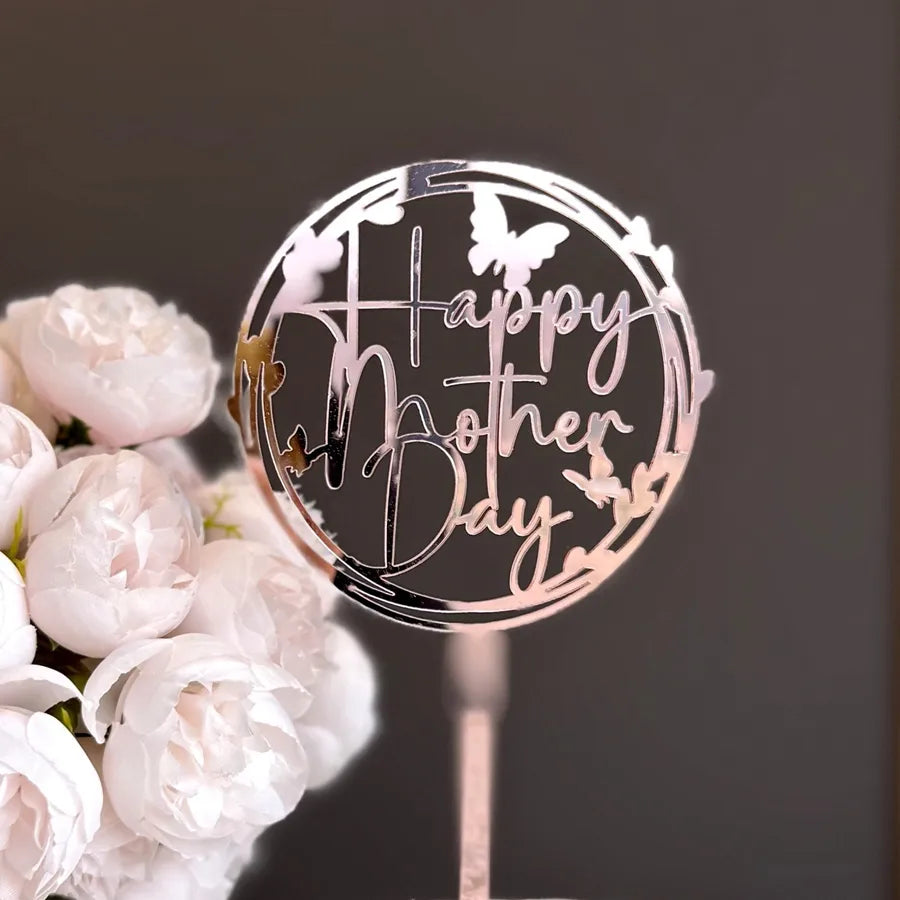 Mother'S Day Romantic Letter Flower Butterfly Acrylic Party Cake Decorating Supplies Party Supplies Cake Decorating Supplies 1 Piece