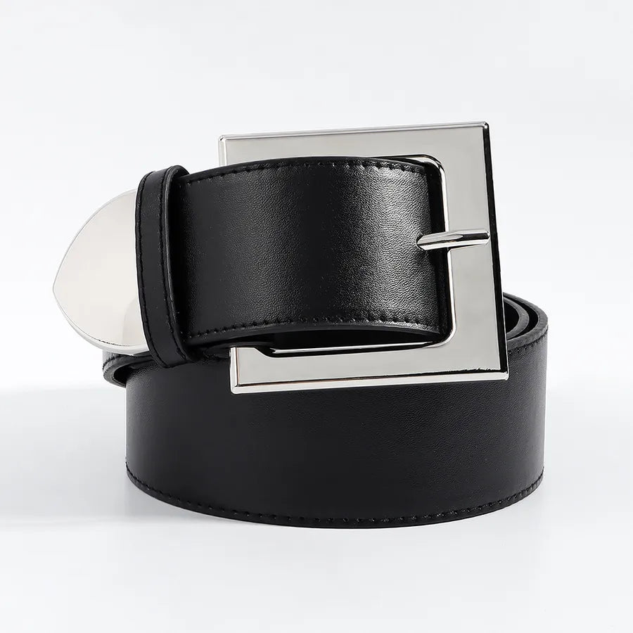 basic solid color imitation leather women's leather belts