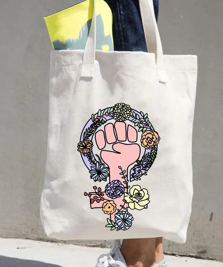 Women's printed shopping bag casual shopping handbag women's shoulder bag large capacity new artistic fresh Women's bag