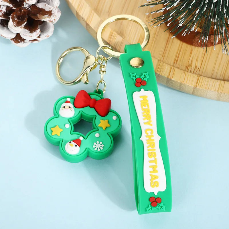 Cute Santa Claus PVC Flexible Glue Keychain Pendant Cartoon Snowman Toy Bag Bag Charm Holiday Small Gift