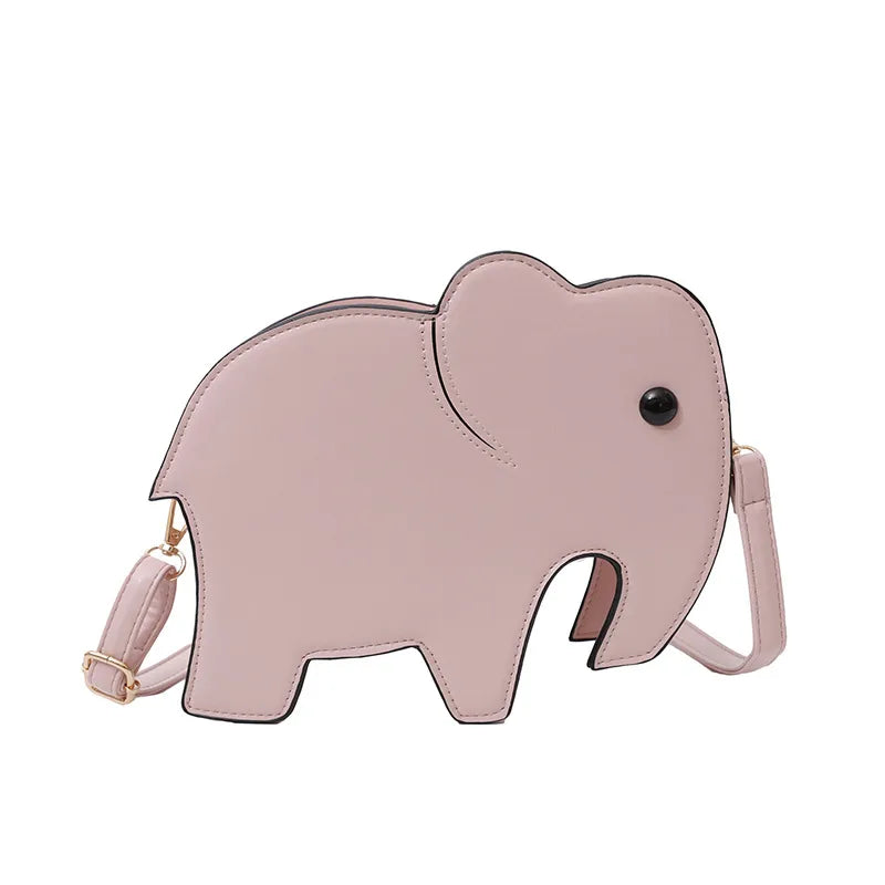 Women's PU Elephant Cute Sewing Thread Square Zipper Crossbody Bag