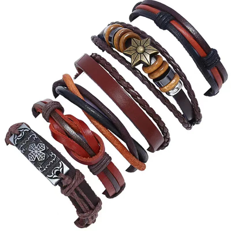 Non-Mainstream Personalized Bracelet Vintage Weave Multi-Layer Six-Piece Bracelet Stall Ornament Wholesale Random Combination