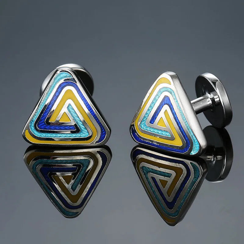 business geometric copper plating men's cufflinks