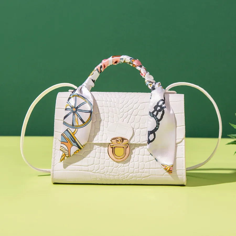 Women's PU Printing Solid Color Classic Style Streetwear Square Lock clasp Shoulder Bag Handbag Square Bag