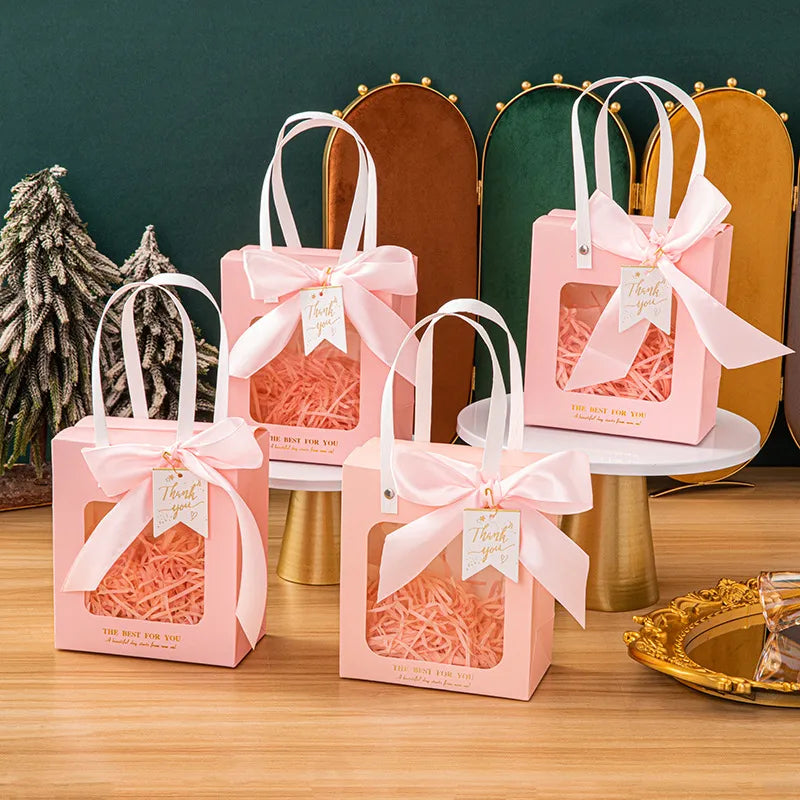 Gift Bag Advanced Sense Transparent Window Opening Bag Fashion Packaging Bag Birthday Gift Cosmetic Tote Bag Hand Gift Bag