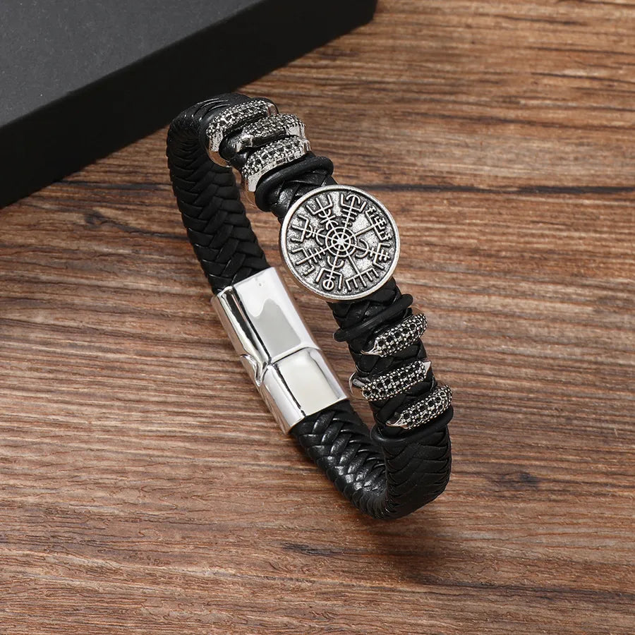 Retro Geometric Alloy Handmade Men's Bangle Men Cord & Leather Bracelets