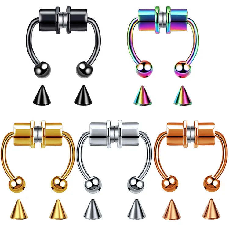 fashion stainless steel magnet non-perforated nose ring