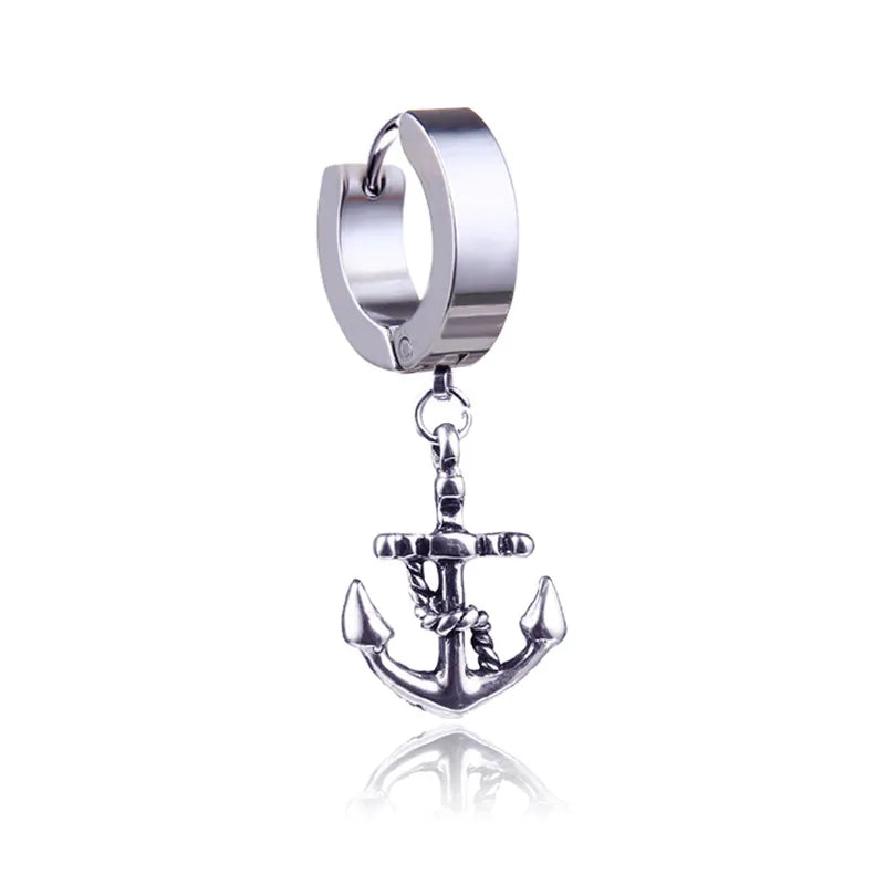 1 piece punk anchor plating stainless steel earrings
