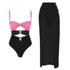Women's Basic Classic Style Color Block 2 Pieces Set One Piece Swimwear
