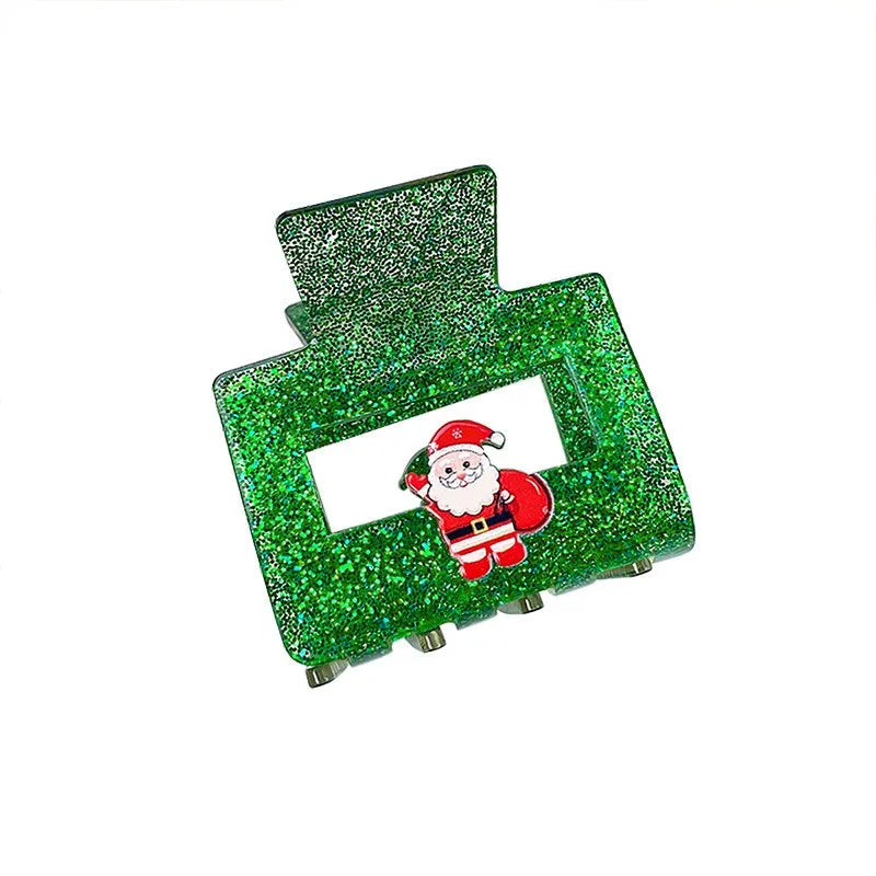 Christmas Acrylic Sparkle Hair Accessories Small Shark Tail Clip Half Updo Hair Clip Festive Cute Female Style Winter Universal