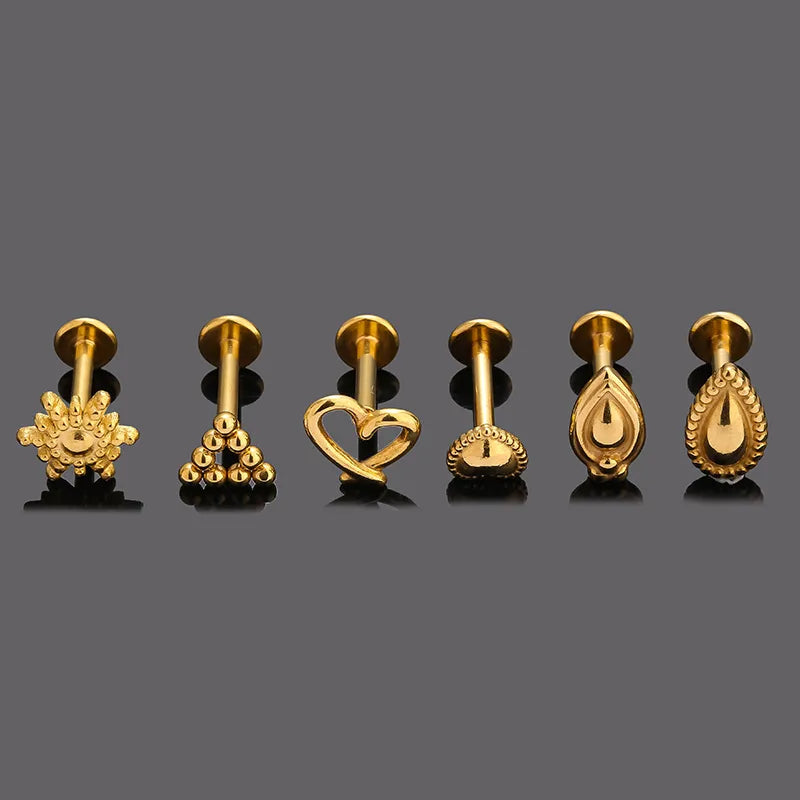 1 Piece Lip Rings Sexy Simple Style Water Droplets 316L Stainless Steel  18K Gold Plated Lip Rings Ear Cartilage Rings & Studs