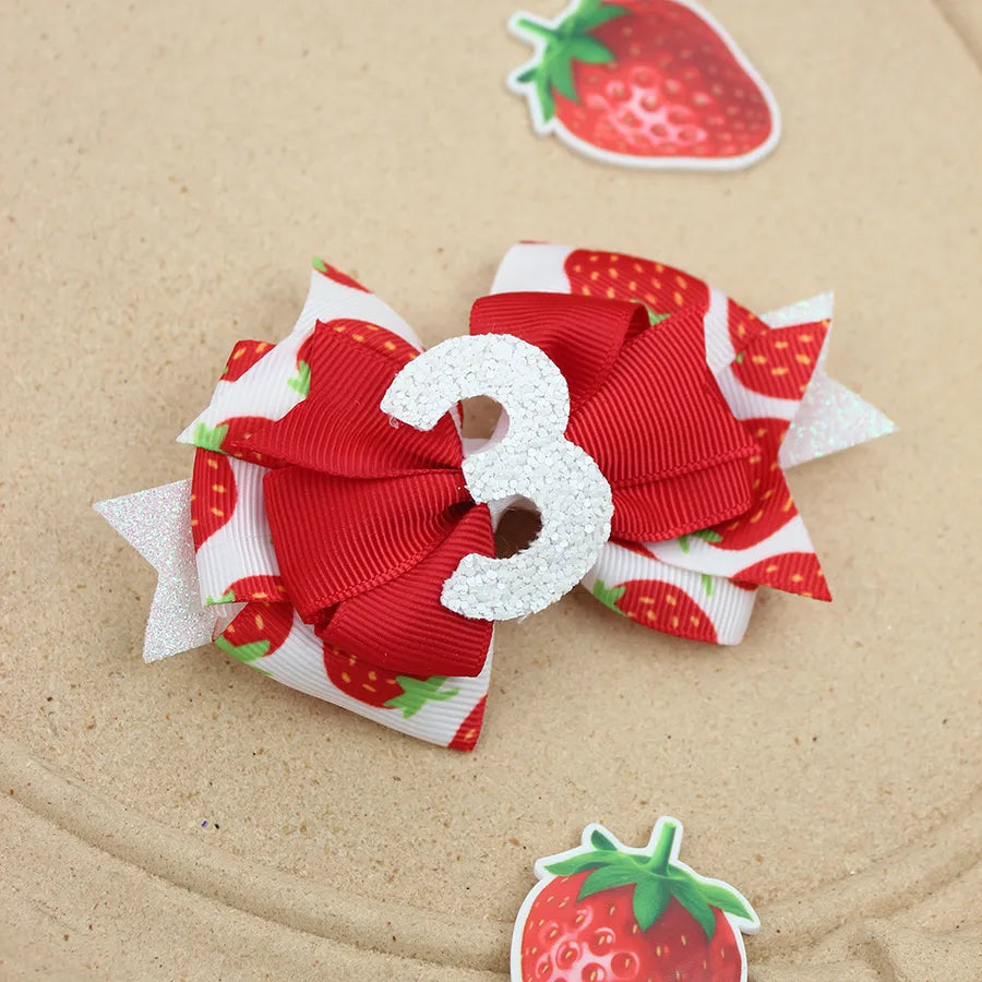 Explosions Birthday Hair Band Digital Glitt Hairpin Hair Band Baby Strawberry Birthday Hair Accessories