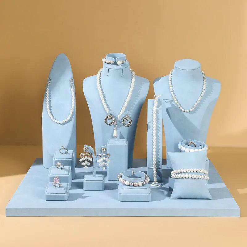 Jewelry Display Stand Ring Holder Gold Store Window Showcase Live Diamond Display Props Superfiber And Metal High-End Feel